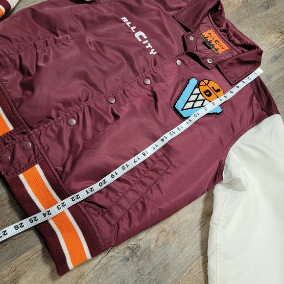 Just Don x ALL CITY Mens Snap Up Basketball Jacket Sz Medium Burgundy Ret $195 - Picture 7 of 14